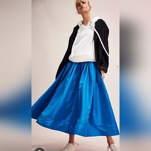 Free People Blue Midi Skirt NWOT